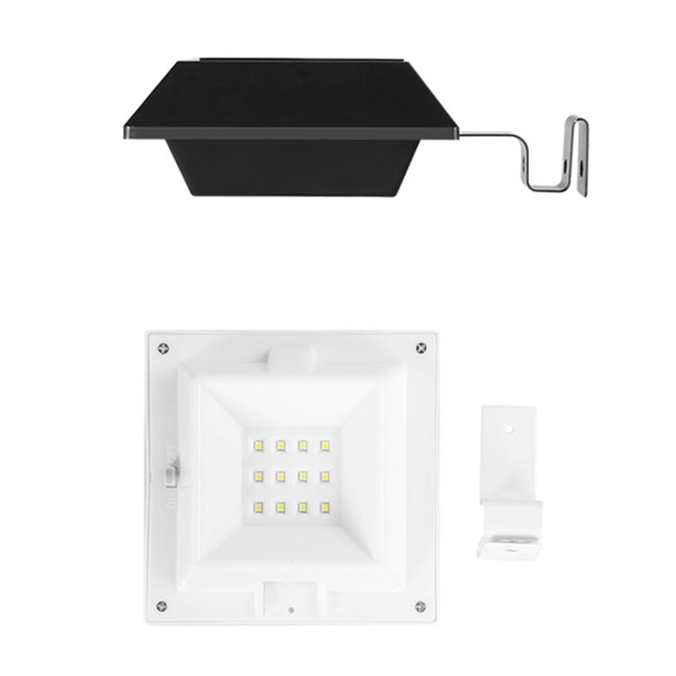 12 appliques murales solaires carrées d'extérieur à LED pour rampe d'escalier, coque noire-lumière blanche, coque noire-lumière chaude, coque blanche-lumière blanche, coque blanche-lumière chaude