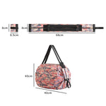 Sac de courses pliable à bandoulière portable, Bleu marine, Rose vif, Léopard noir, Motif losanges, Motif grandes fleurs