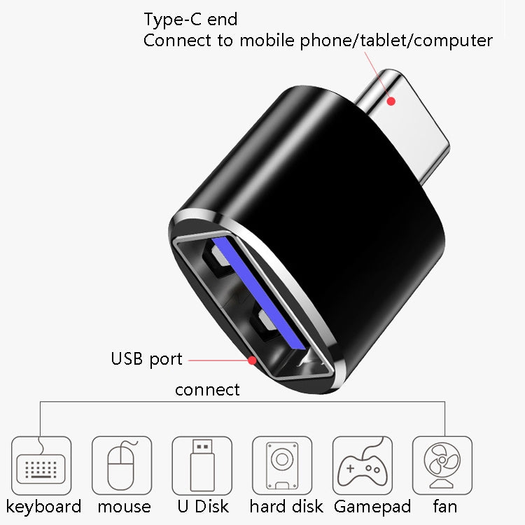 10 PCS Adaptateur OTG USB 3.0 Femelle vers USB-C / Type-C Mâle, 10 PCS sans indicateur