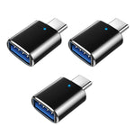 3 PCS Adaptateur OTG USB 3.0 Femelle vers USB-C / Type-C Mâle avec voyant indicateur, 3 PCS avec indicateur