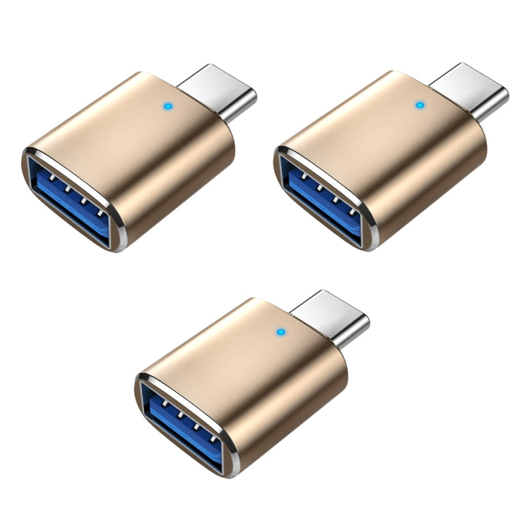 3 PCS Adaptateur OTG USB 3.0 Femelle vers USB-C / Type-C Mâle avec voyant indicateur, 3 PCS avec indicateur