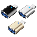 3 PCS Adaptateur OTG USB 3.0 Femelle vers USB-C / Type-C Mâle avec voyant indicateur, 3 PCS avec indicateur
