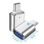 3 PCS Adaptateur OTG USB 3.0 Femelle vers USB-C / Type-C Mâle avec voyant indicateur, 3 PCS avec indicateur