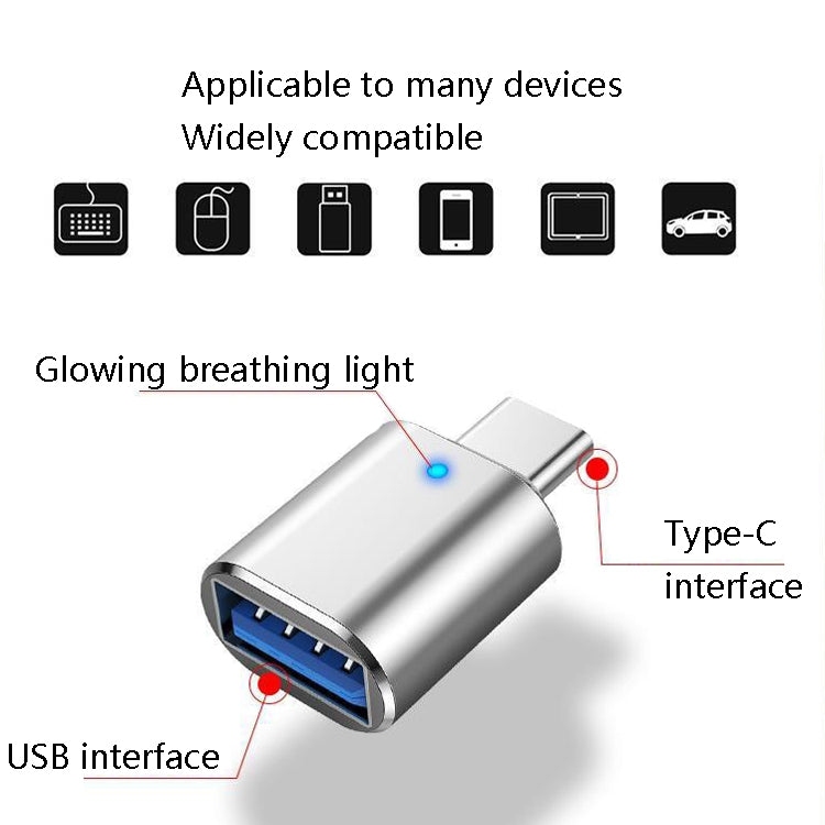 3 PCS Adaptateur OTG USB 3.0 Femelle vers USB-C / Type-C Mâle avec voyant indicateur, 3 PCS avec indicateur