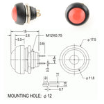 10 pièces petit interrupteur bouton étanche à réarmement automatique, noir, vert, rouge, orange, blanc, bleu
