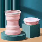 AK1313 Gobelet Pliant Portable en Silicone de 320 ml avec Couvercle, Bleu, Rose, Gris, Blanc