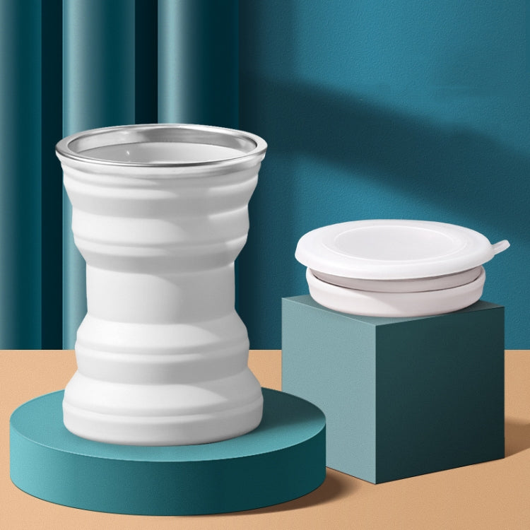 AK1313 Gobelet Pliant Portable en Silicone de 320 ml avec Couvercle, Bleu, Rose, Gris, Blanc