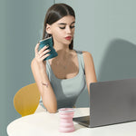 AK1313 Gobelet Pliant Portable en Silicone de 320 ml avec Couvercle, Bleu, Rose, Gris, Blanc