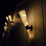 N231 Lampe murale solaire conique circulaire pour jardin extérieur, Style : guirlandes lumineuses, lumière colorée