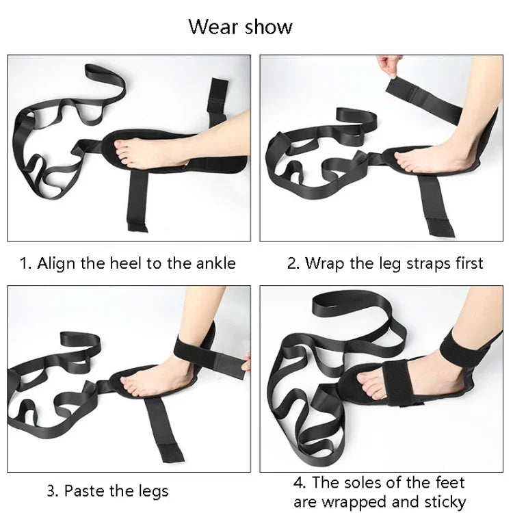 Sangle de rééducation pour yoga, correction de la chute du pied, ceinture extensible pour pieds, Oxford noir