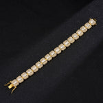 NL075H Street Hip Hop Square Rock Candy Necklace Bracelet, Size:, 18cm (Gold), 18cm (Silver), 45cm (Gold), 45cm (Silver)