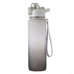 Gourde de sport en plastique grande capacité 1000 ml à couleurs dégradées, Rose Cerise, Bleu Ciel, Gris Argent