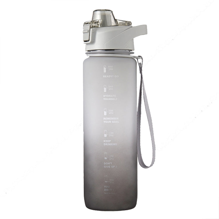 Gourde de sport en plastique grande capacité 1000 ml à couleurs dégradées, Rose Cerise, Bleu Ciel, Gris Argent