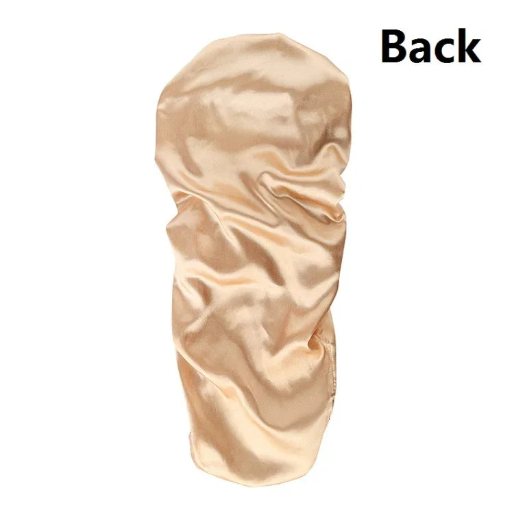 Lot de 3 pièces pour soin capillaire : bonnet long + turban + chouchou, rouge, bleu, violet, noir, blanc, orange, rose vif, argent, champagne, bleu lac