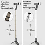 Mini perche à selfie intégrée multifonction Bluetooth, Spécification : Q11S 76 cm avec lumière de remplissage, Q10S 70 cm avec lumière de remplissage, Q11 74 cm sans lumière de remplissage, Q10 68 cm sans lumière de remplissage
