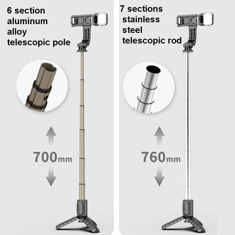 Mini perche à selfie intégrée multifonction Bluetooth, Spécification : Q11S 76 cm avec lumière de remplissage, Q10S 70 cm avec lumière de remplissage, Q11 74 cm sans lumière de remplissage, Q10 68 cm sans lumière de remplissage