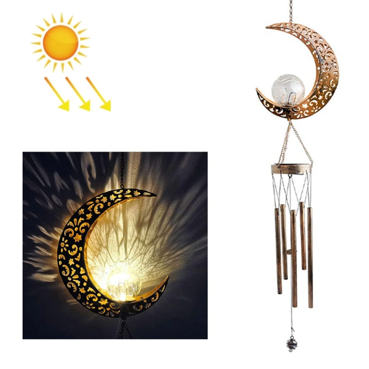 Carillon éolien solaire suspendu en fer avec lampes, Soleil, Lune