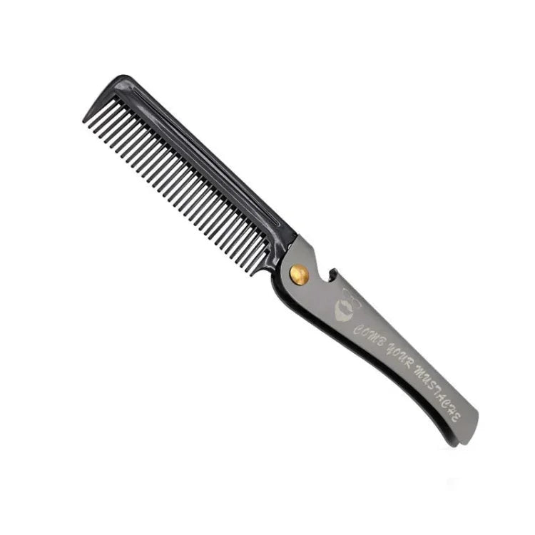 Peigne Pliant Huile Tête Barbe Coiffant, Plaquage Gris, Ambre