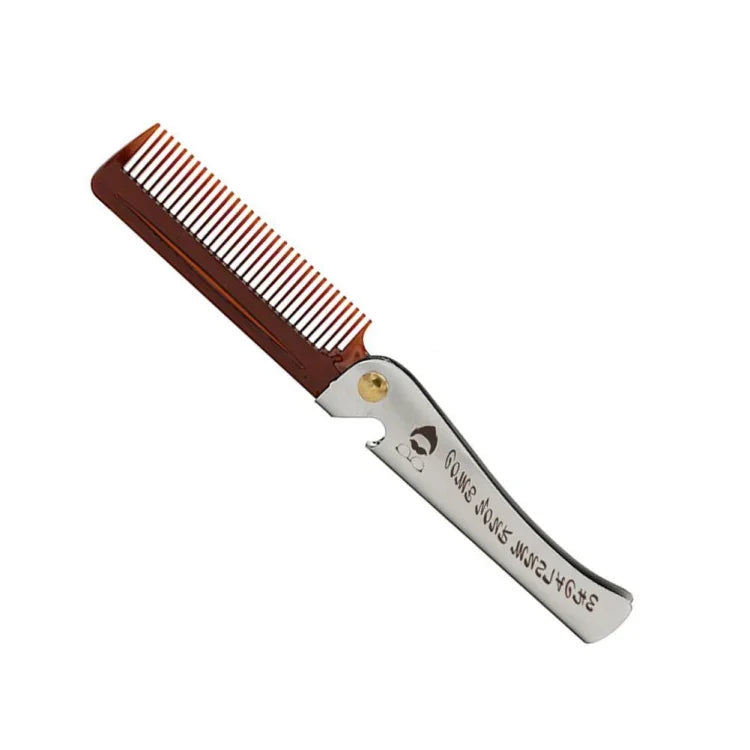 Peigne Pliant Huile Tête Barbe Coiffant, Plaquage Gris, Ambre