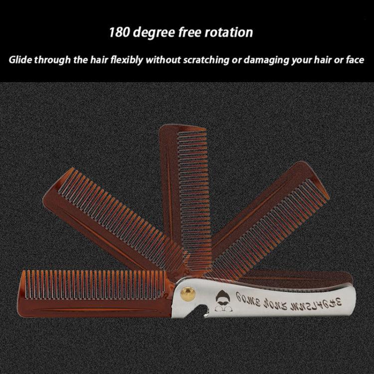 Peigne Pliant Huile Tête Barbe Coiffant, Plaquage Gris, Ambre