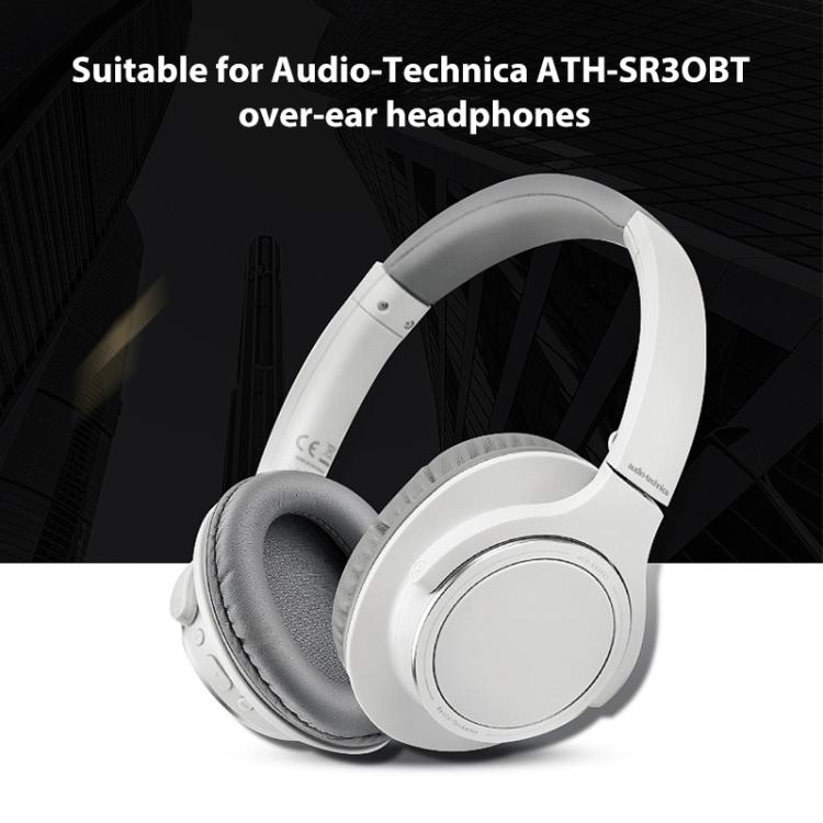 2 paires de coussinets d'écouteurs en cuir protéiné pour Audio-Technica ATH-SR30BT, cuir protéiné noir