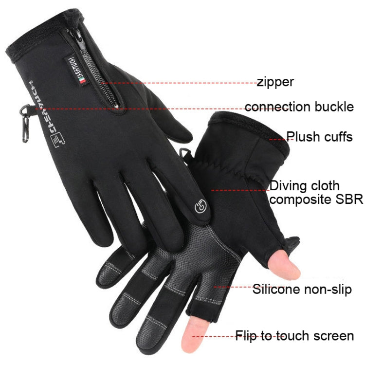 Gants chauds de sport de plein air pour l'équitation, gants de pêche sans doigts à écran tactile, M, L, XL, XXL