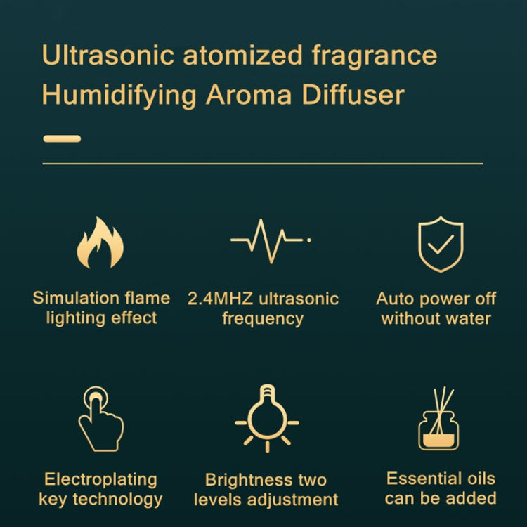 Diffuseur d'arômes flamme, veilleuse et humidificateur, Monochrome (Blanc), Monochrome (Noir)