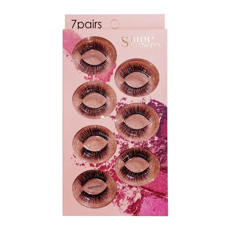ShidiShangpin Faux Cils en Vison 3D Naturels Tridimensionnels, Lot de 7 Paires de Cils, Lundi, Mardi, Mercredi, Jeudi, Vendredi, Samedi, Dimanche, Pack Mixte