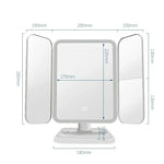 430 Lampe de table miroir de maquillage pliable à trois côtés avec LED, style enfichable, style de chargement, style de chargement à lumière tricolore