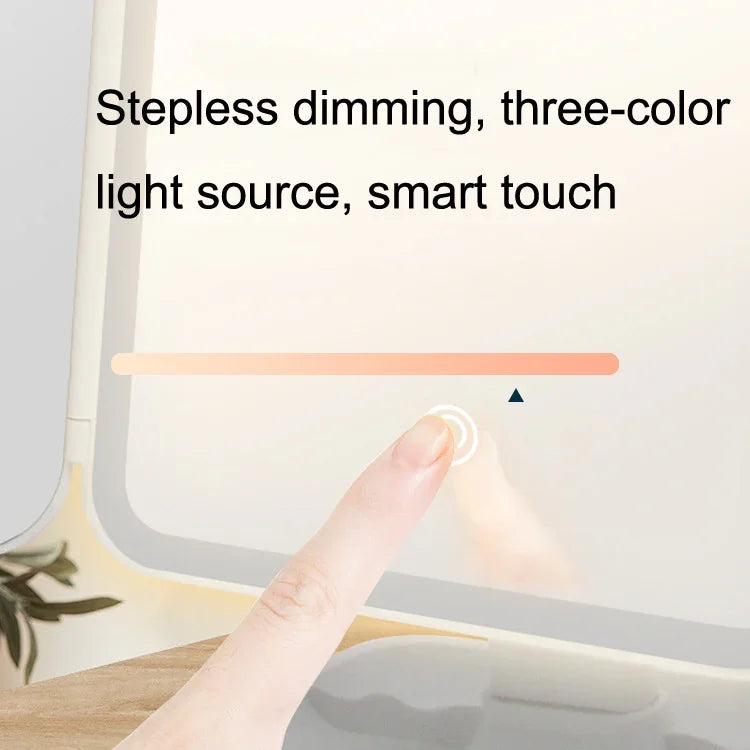 430 Lampe de table miroir de maquillage pliable à trois côtés avec LED, style enfichable, style de chargement, style de chargement à lumière tricolore