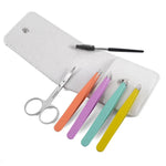 Kit de toilettage pour sourcils en acier inoxydable 6-en-1, noir, coloré