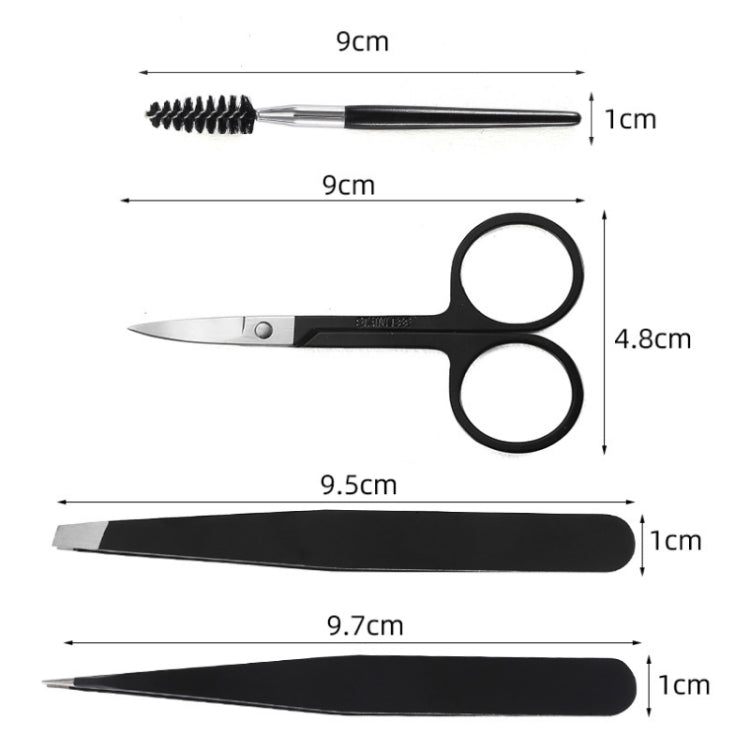 Kit de toilettage pour sourcils en acier inoxydable 6-en-1, noir, coloré