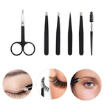 Kit de toilettage pour sourcils en acier inoxydable 6-en-1, noir, coloré