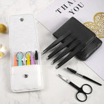 Kit de toilettage pour sourcils en acier inoxydable 6-en-1, noir, coloré