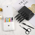 Kit de toilettage pour sourcils en acier inoxydable 6-en-1, noir, coloré