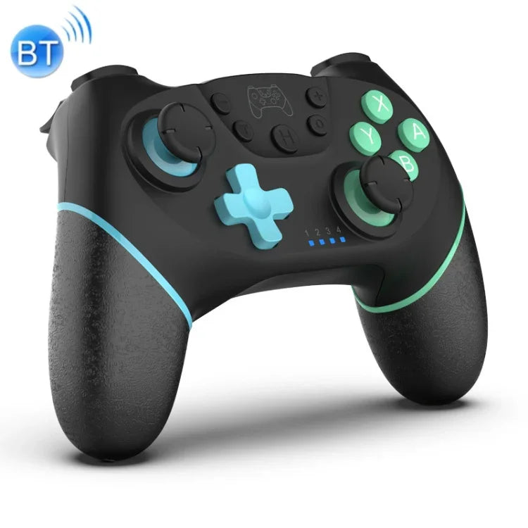 Manette de jeu Bluetooth sans fil avec programmation de macros pour Switch Pro, bleu gauche vert droit