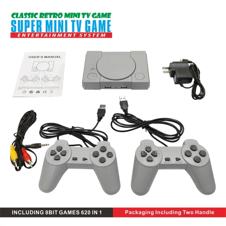 Console de jeu TV 8 bits mini double joueurs intégrée 620 jeux, PS1 mini (prise EU)