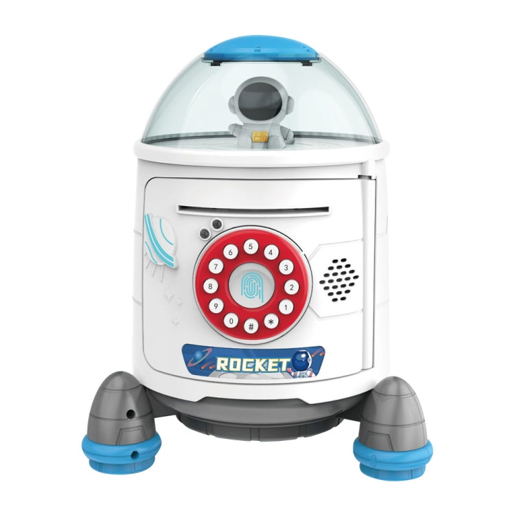 Tirelire Cochon Fusée avec Mot de Passe Empreinte Digitale, Blanc, Bleu, Rouge