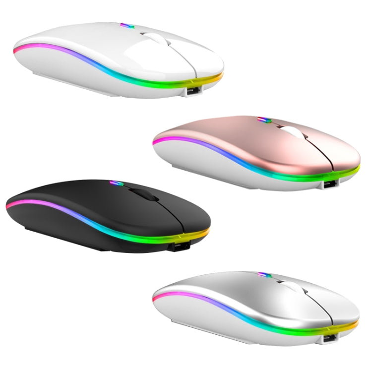 C7002 Souris sans fil lumineuse colorée 4 boutons 2400 DPI, 2.4G Blanc, 2.4G Or Rose, 2.4G Noir, 2.4G Gris Argenté, Double mode Blanc, Double mode Noir, Double mode Argent, Double mode Or