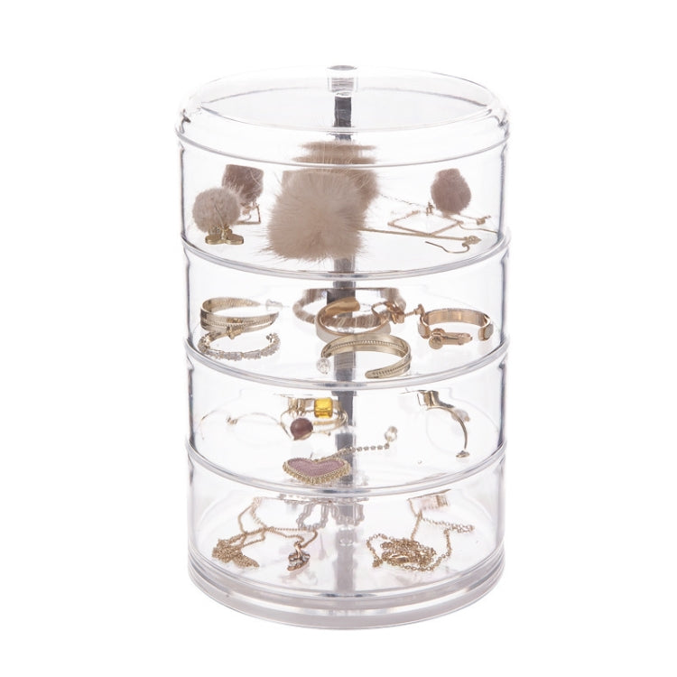 Boîte à Bijoux Transparente Rotative à 4 Niveaux Support de Rangement de Bureau
