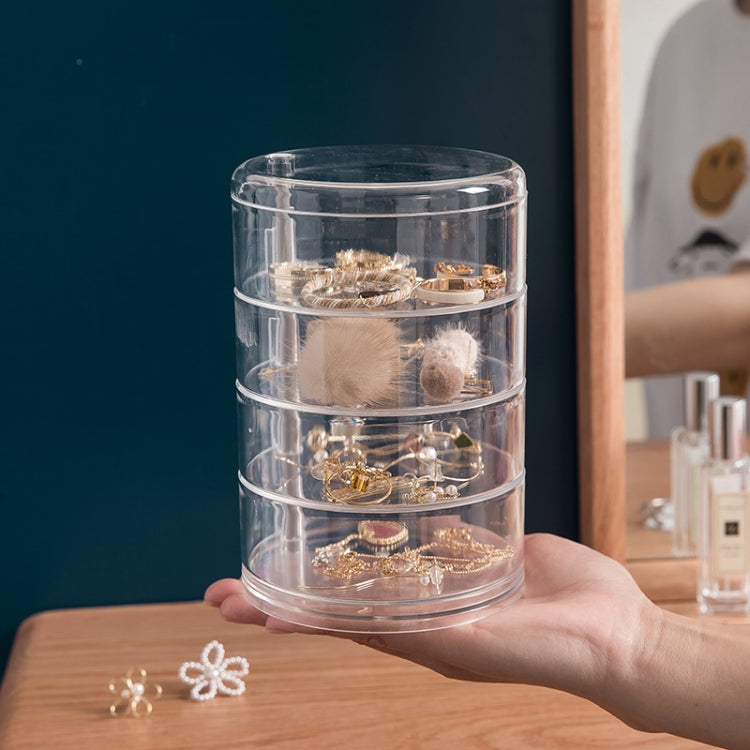 Boîte à Bijoux Transparente Rotative à 4 Niveaux Support de Rangement de Bureau