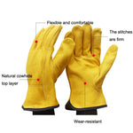 1 paire de gants de jardinage résistants à l'usure en cuir de vache JJ-1011, tailles : M, L, XL
