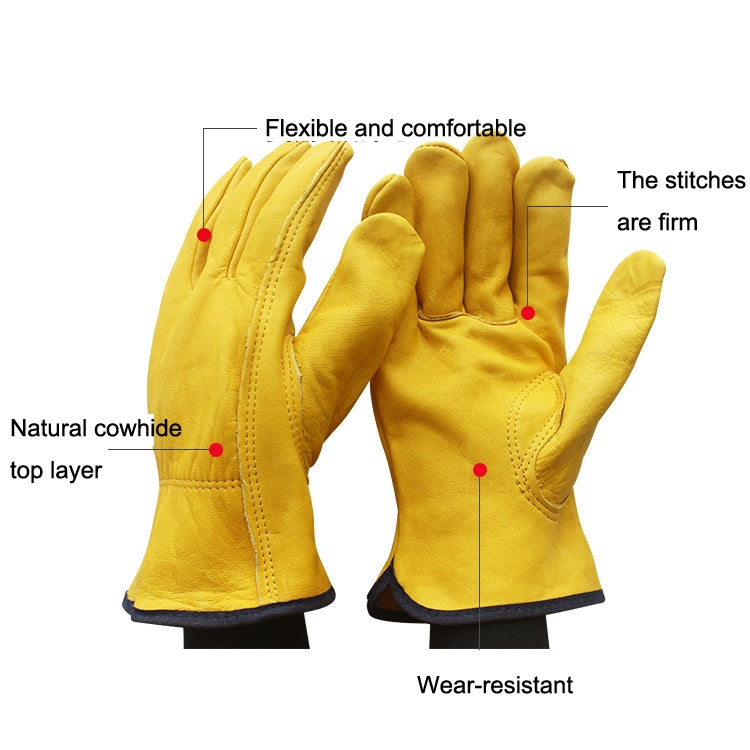 1 paire de gants de jardinage résistants à l'usure en cuir de vache JJ-1011, tailles : M, L, XL