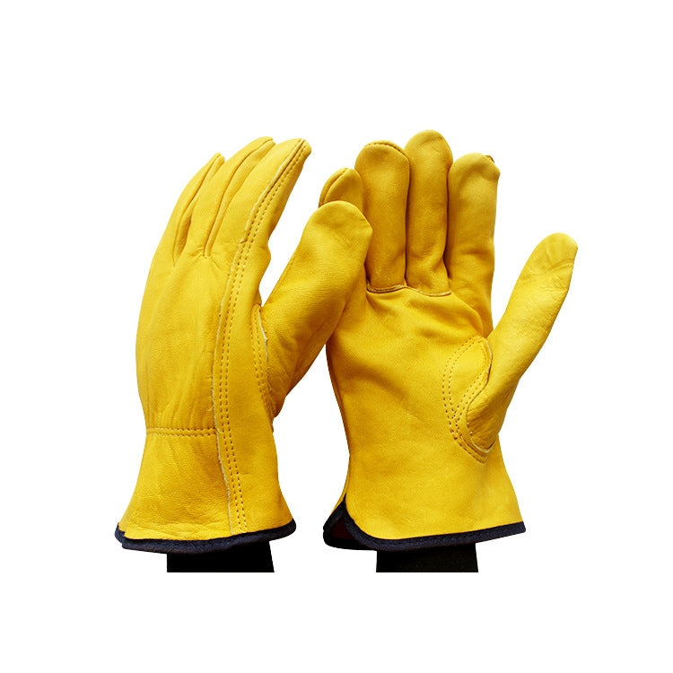 1 paire de gants de jardinage résistants à l'usure en cuir de vache JJ-1011, tailles : M, L, XL