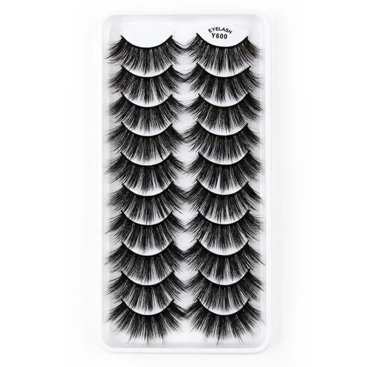 10 paires de faux cils œil de chat 3D, naturellement épais et fournis, Y600, Y601, Y602, Y603, Y604, Y605, Y606, Y607, Y608, Y609