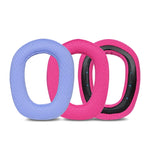 2 coussinets d'oreille en éponge pour Logitech G435, cache-oreilles rose rouge, cache-oreilles bleu, bandeau noir, bandeau violet, bandeau bleu