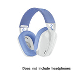 2 coussinets d'oreille en éponge pour Logitech G435, cache-oreilles rose rouge, cache-oreilles bleu, bandeau noir, bandeau violet, bandeau bleu