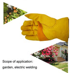 1 paire de gants de sécurité de travail en cuir véritable pour jardinage extérieur JJ-1004, tailles S, M, L, XL