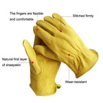 1 paire de gants de sécurité JJ-5002 en cuir véritable pour l'équitation et le jardinage, tailles : S, M, L, XL