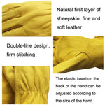 1 paire de gants de sécurité JJ-5002 en cuir véritable pour l'équitation et le jardinage, tailles : S, M, L, XL
